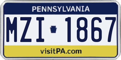 PA license plate MZI1867