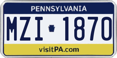PA license plate MZI1870
