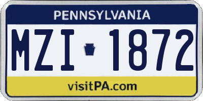 PA license plate MZI1872