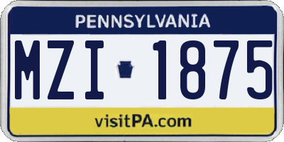 PA license plate MZI1875