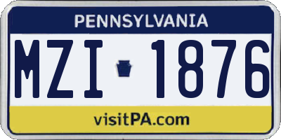 PA license plate MZI1876