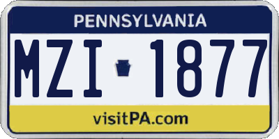 PA license plate MZI1877