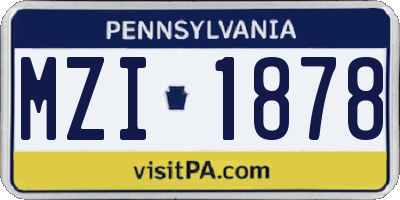 PA license plate MZI1878