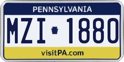 PA license plate MZI1880