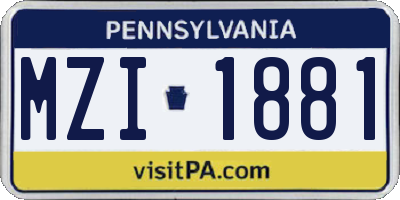 PA license plate MZI1881