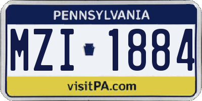 PA license plate MZI1884