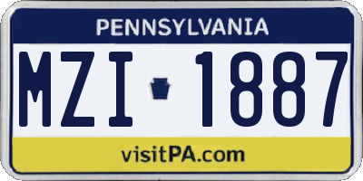 PA license plate MZI1887