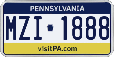 PA license plate MZI1888