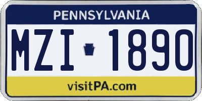 PA license plate MZI1890