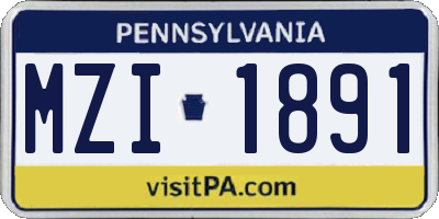 PA license plate MZI1891