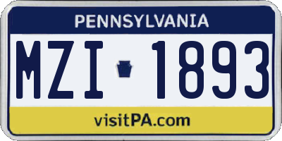 PA license plate MZI1893