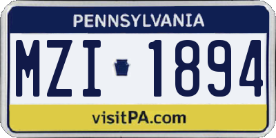 PA license plate MZI1894