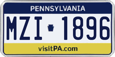 PA license plate MZI1896