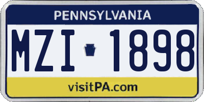 PA license plate MZI1898