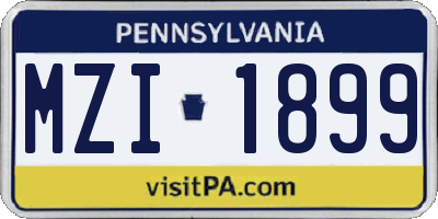 PA license plate MZI1899