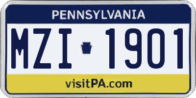 PA license plate MZI1901