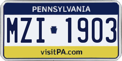 PA license plate MZI1903
