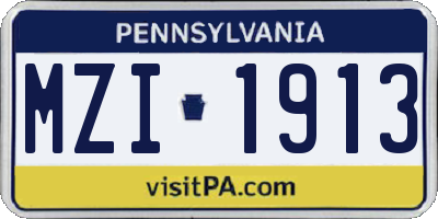 PA license plate MZI1913