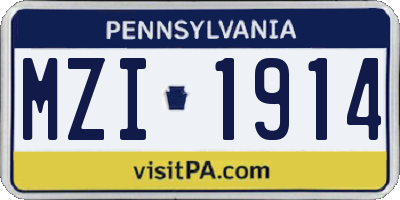 PA license plate MZI1914