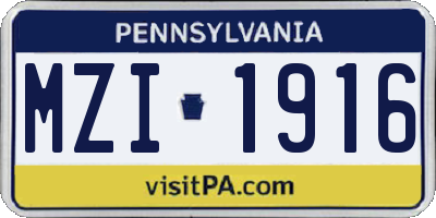 PA license plate MZI1916