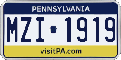 PA license plate MZI1919