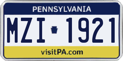PA license plate MZI1921