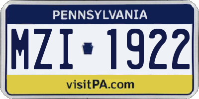 PA license plate MZI1922