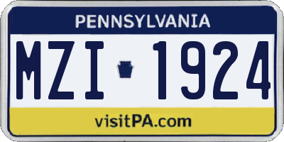 PA license plate MZI1924