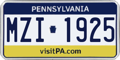 PA license plate MZI1925