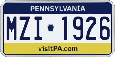 PA license plate MZI1926
