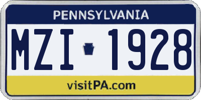 PA license plate MZI1928