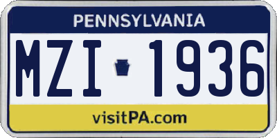 PA license plate MZI1936