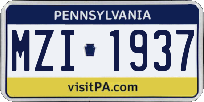 PA license plate MZI1937