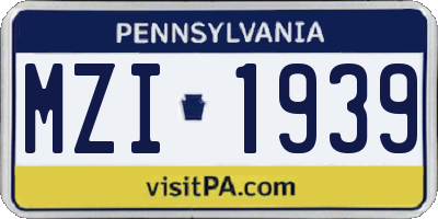 PA license plate MZI1939