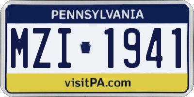 PA license plate MZI1941
