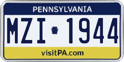 PA license plate MZI1944