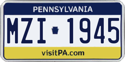 PA license plate MZI1945