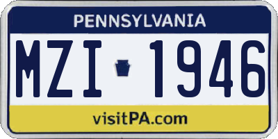 PA license plate MZI1946