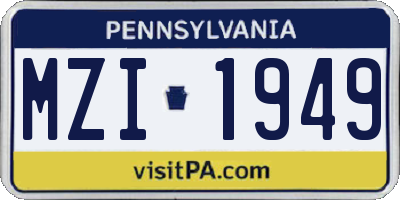 PA license plate MZI1949