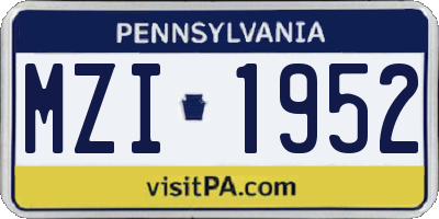 PA license plate MZI1952