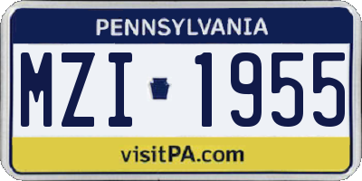 PA license plate MZI1955