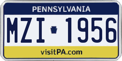 PA license plate MZI1956