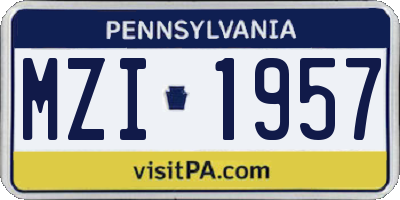 PA license plate MZI1957