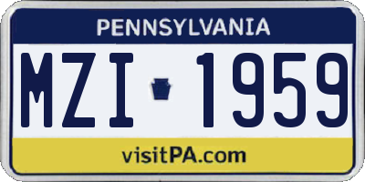 PA license plate MZI1959