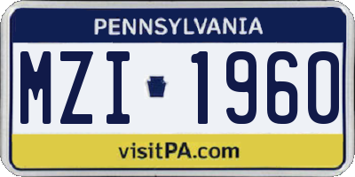 PA license plate MZI1960