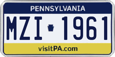 PA license plate MZI1961