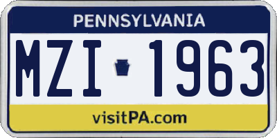 PA license plate MZI1963