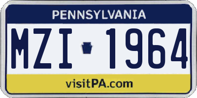 PA license plate MZI1964