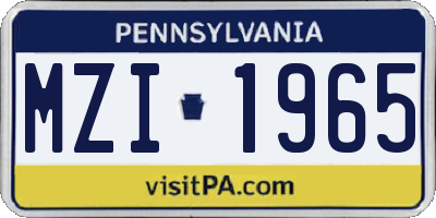 PA license plate MZI1965