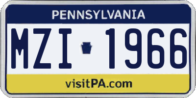 PA license plate MZI1966